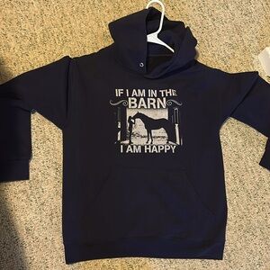Gildan Unisex Horse Equestrian Barn Hoodie Cute! Like New